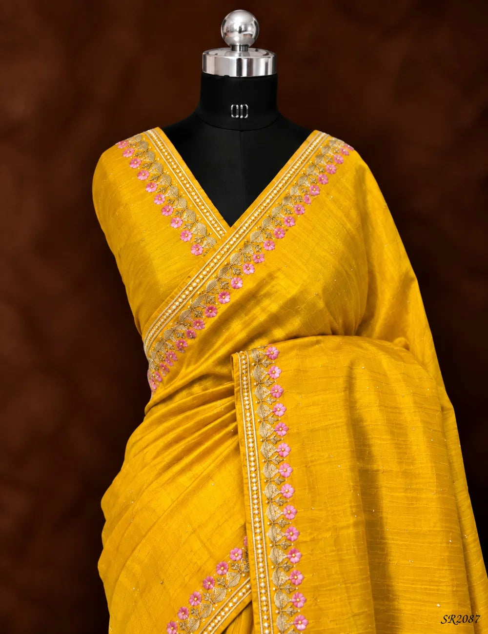 Mustard Yellow - Matka Tussar Saree Pallu View