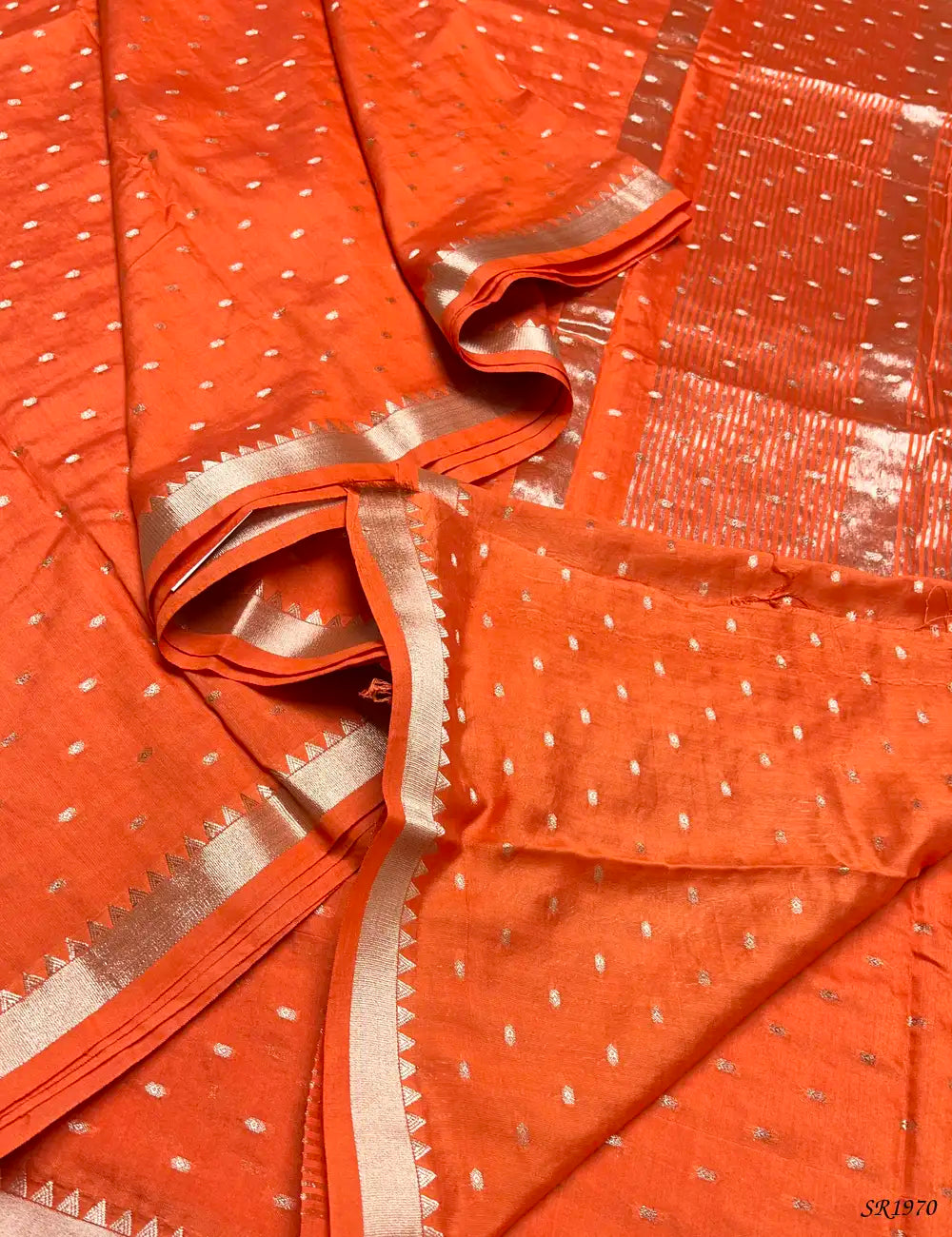 Orange - Mysore Crepe Saree -