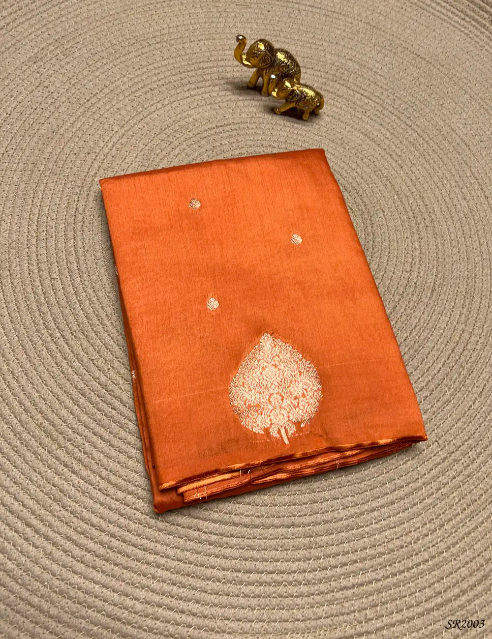 Orange - Viscose Georgette Saree Front View
