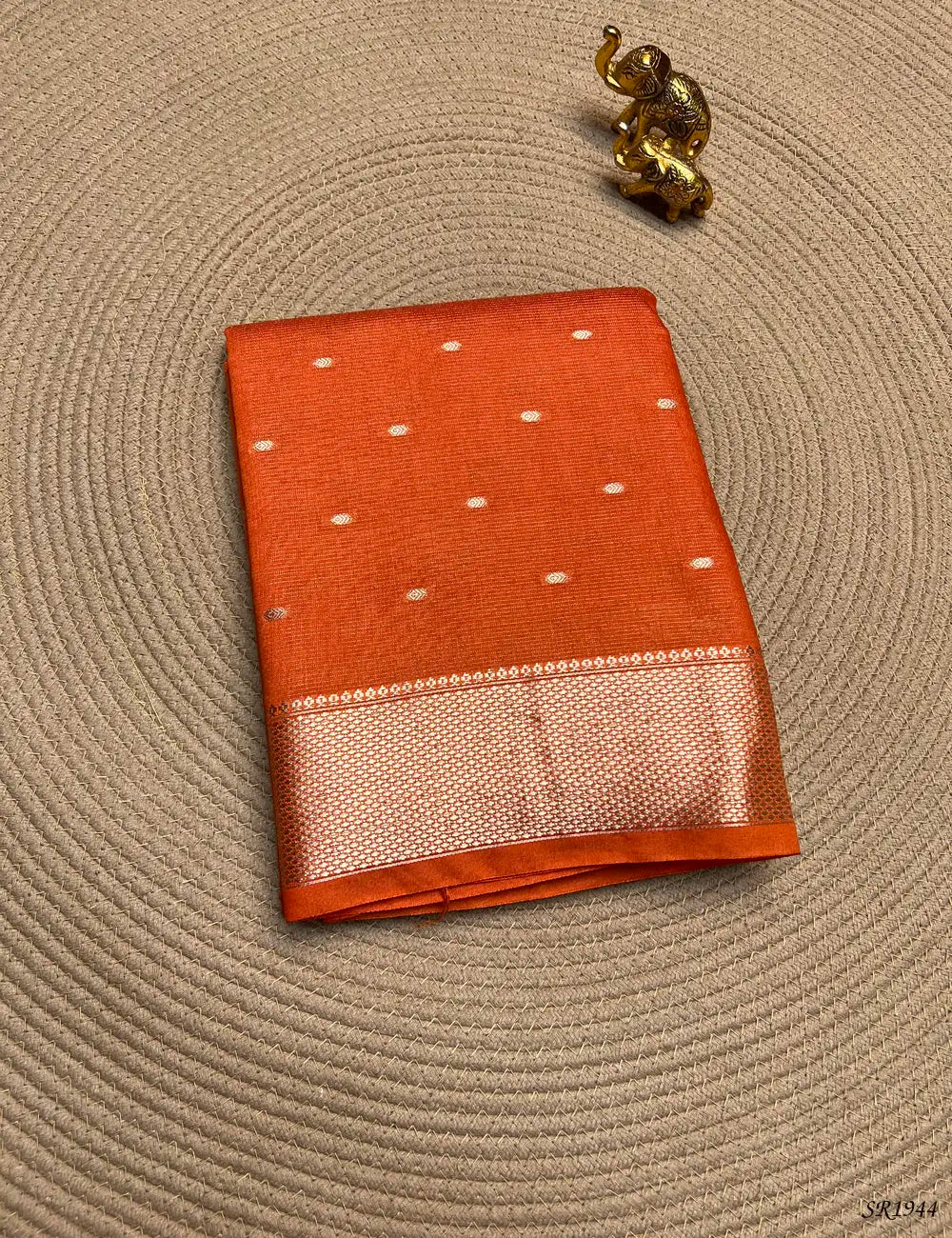 Orange - Viscose Saree Front View