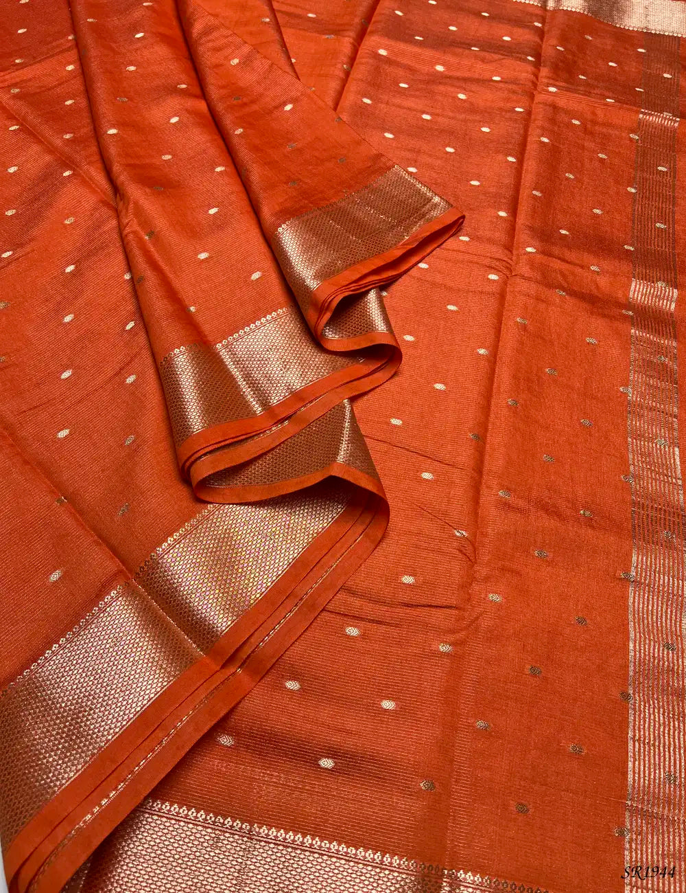 Orange - Viscose Saree Pallu View