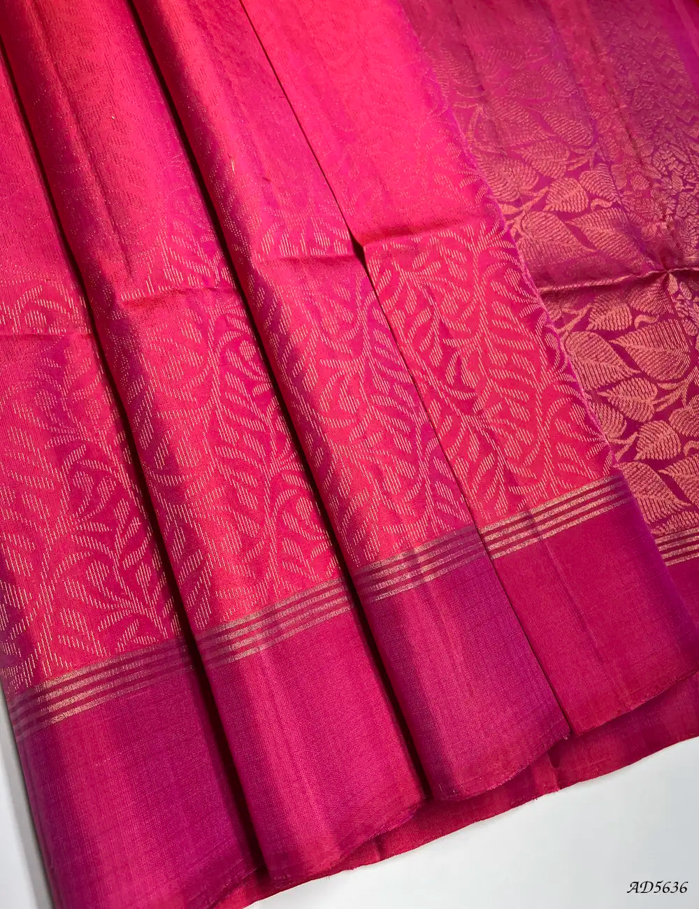 Orangish Pink - Soft Silk Bridal Saree Front View