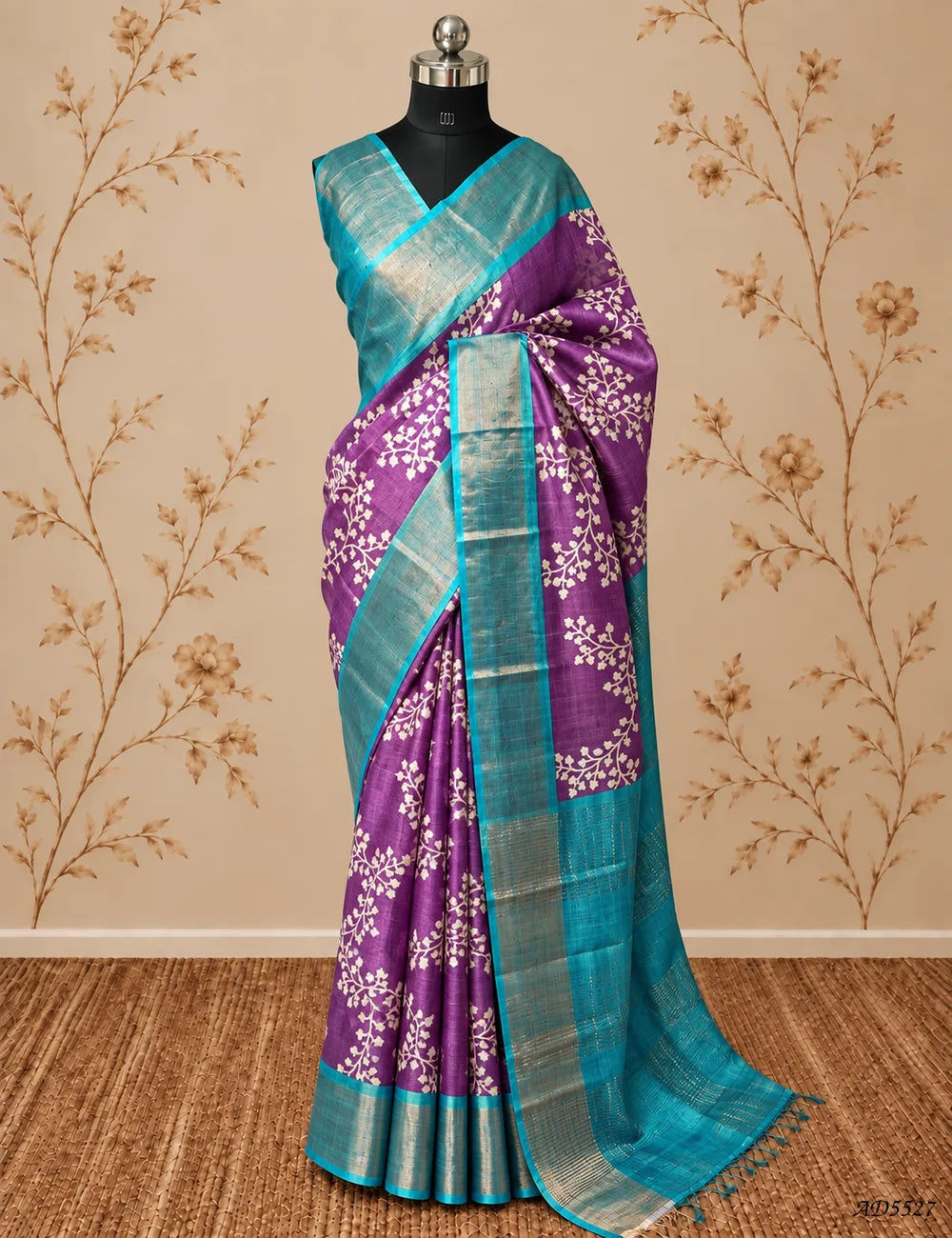 Orchid Purple - Pure Desi Tussar Saree Pallu View