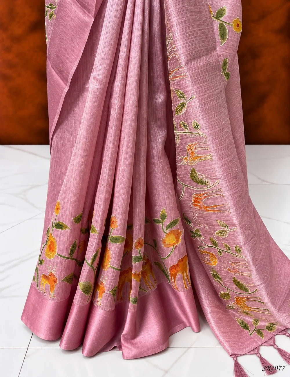 Pale Lavender - Silk X Linen Saree Pallu View