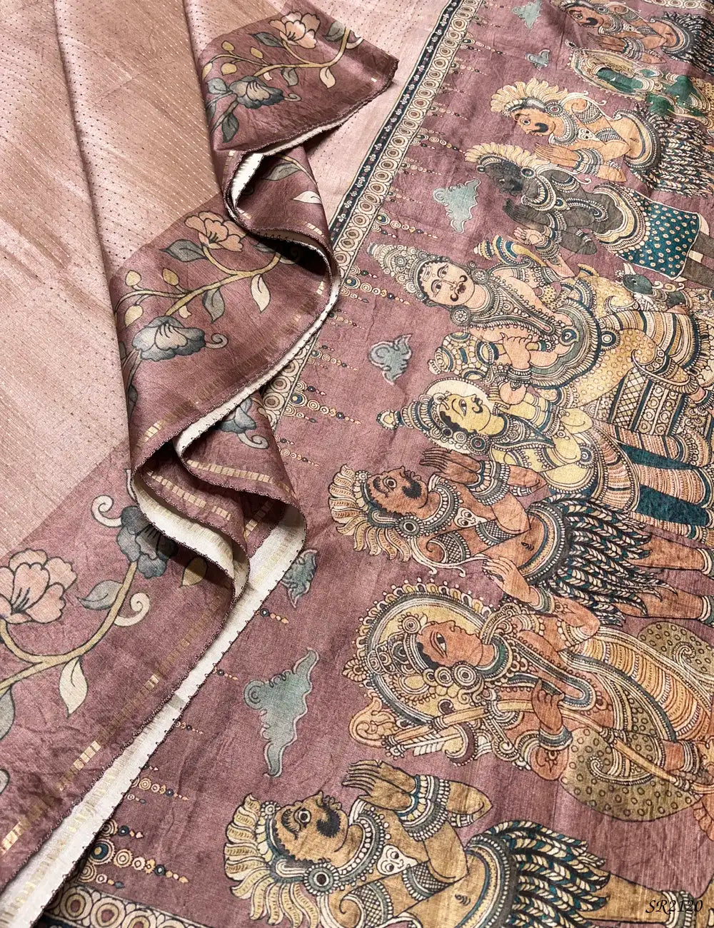 Pastel Cream Tan - Ghicha Tussar Saree Pallu View