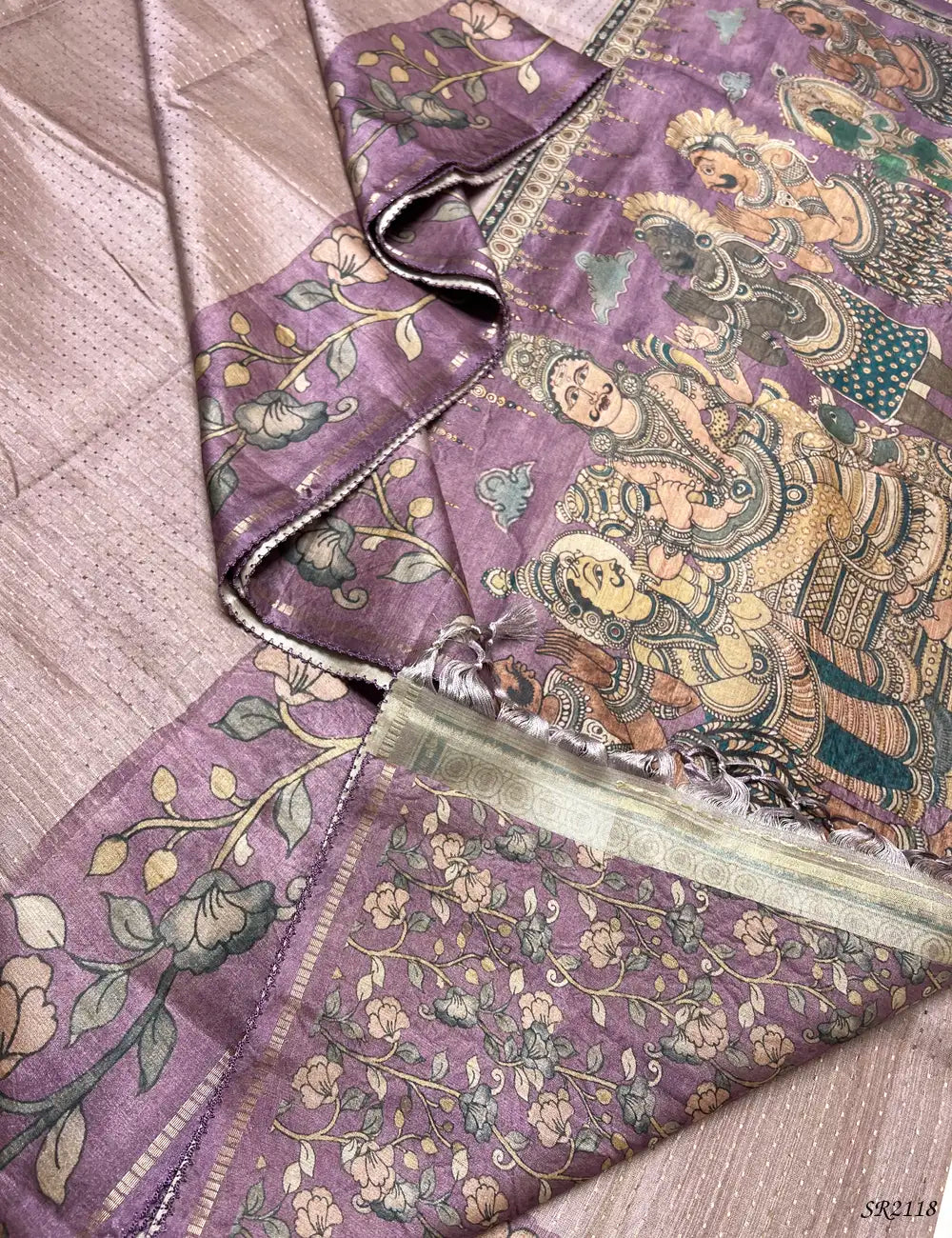 Pastel Pink & Lavender - Ghicha Tussar Saree -