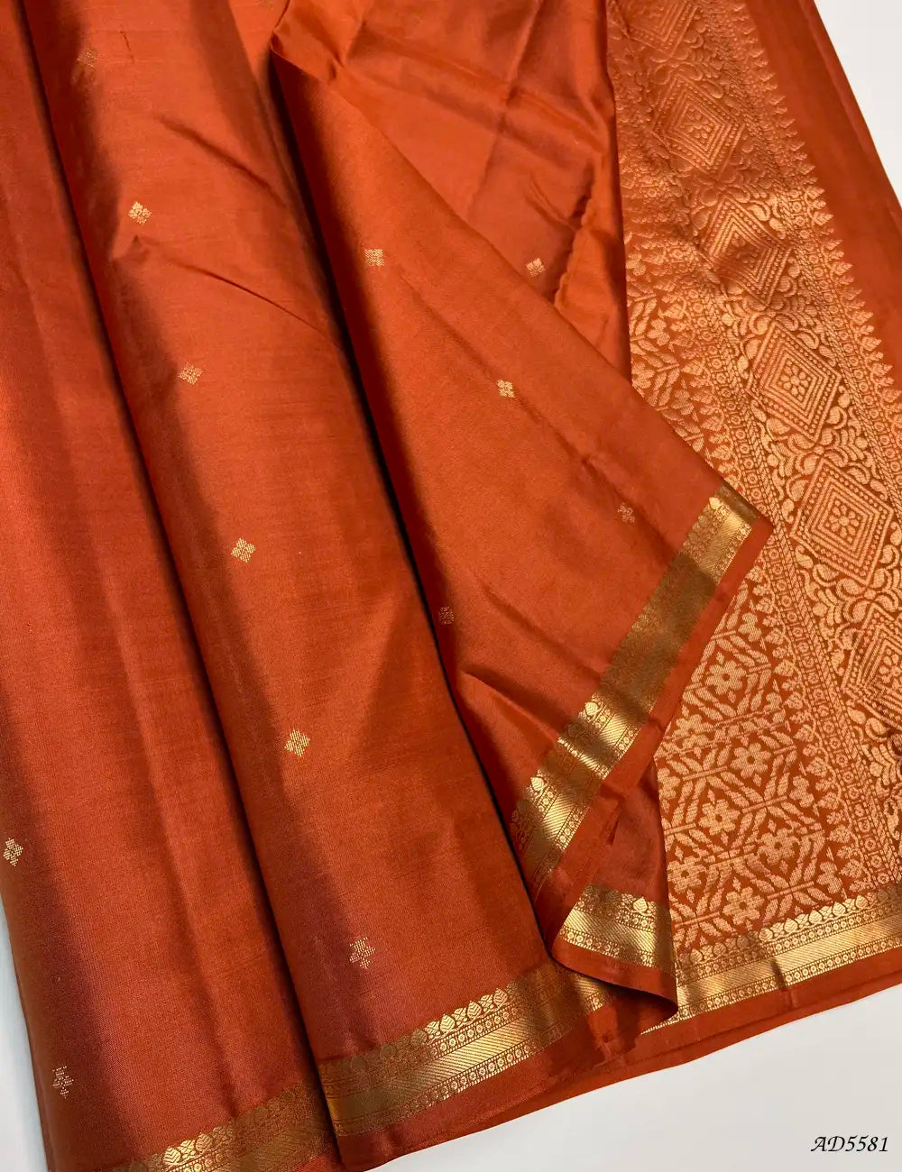Pastel Rust - Kanchi Border Soft Silk Saree Front View
