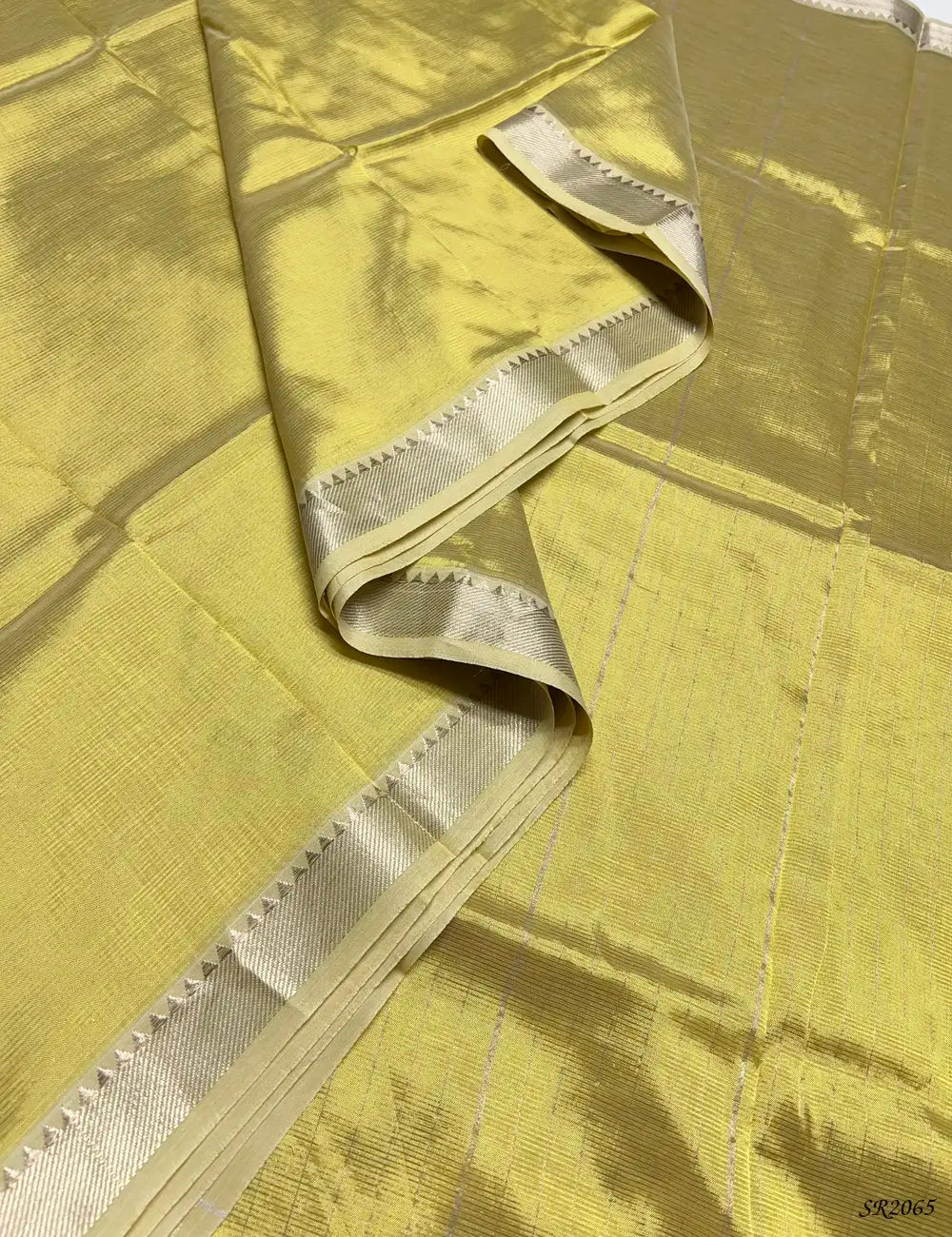 Pastel Yellow - Mangalagiri Silk Cotton Pallu View