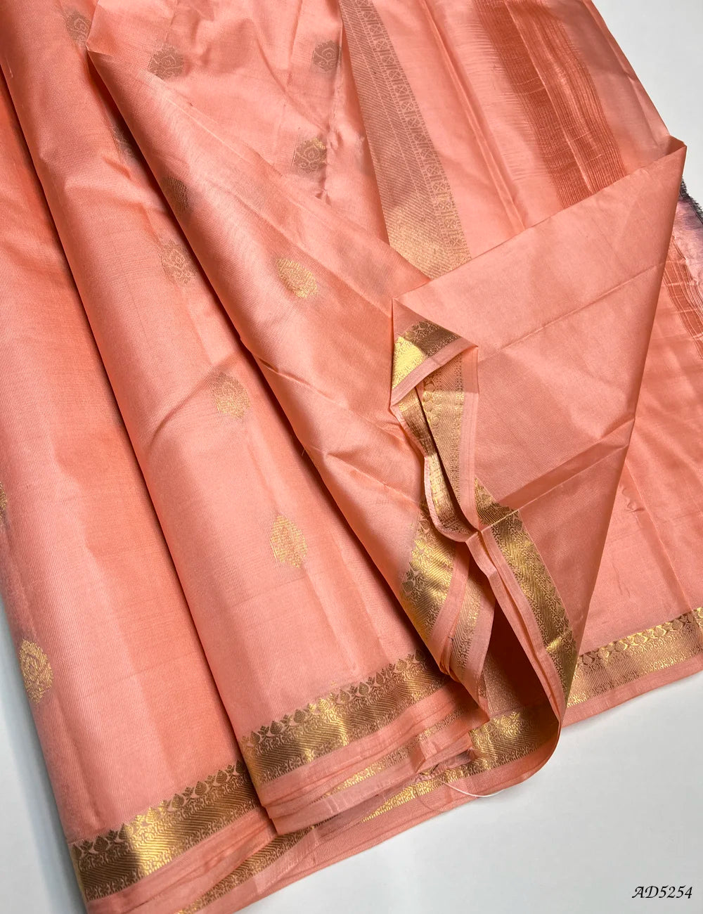 Peach - Kanchi Border Soft Silk Saree Pallu View