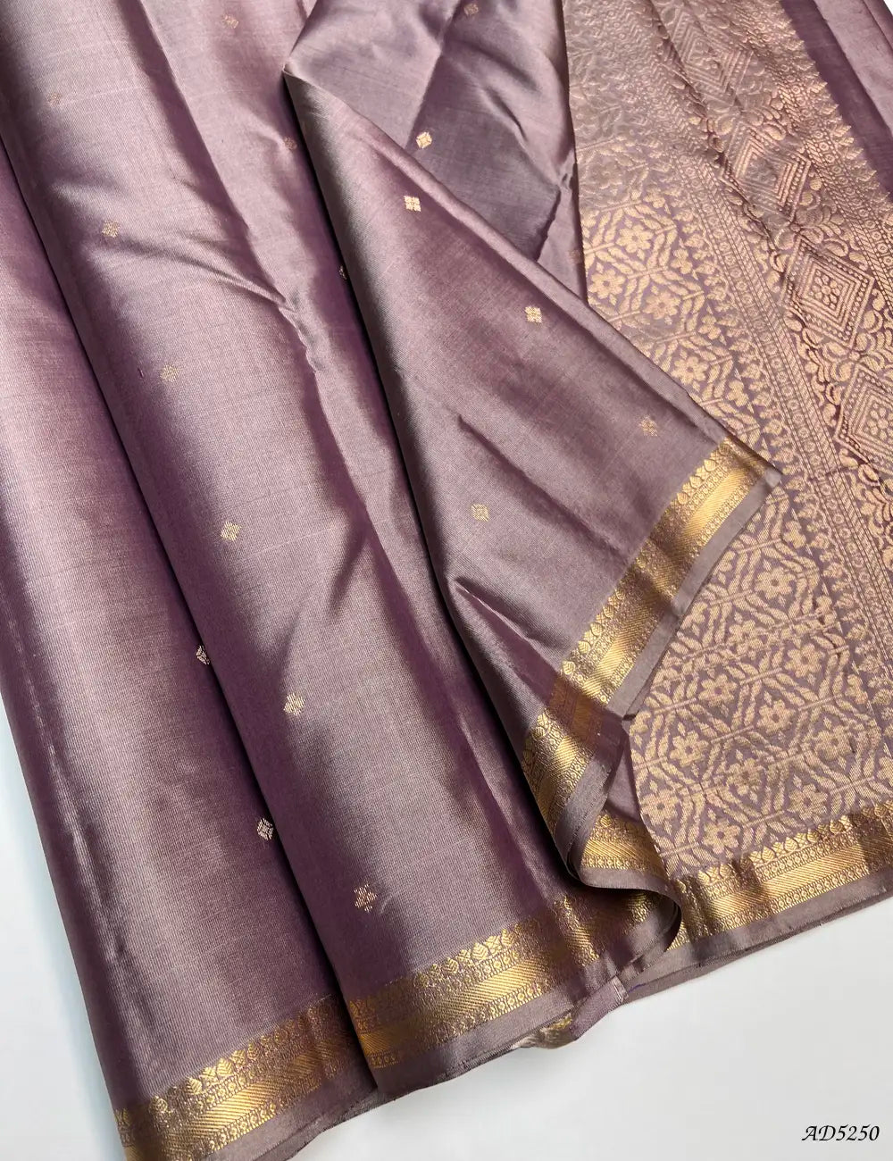 Pigeon Grey - Kanchi Border Soft Silk Saree Front View