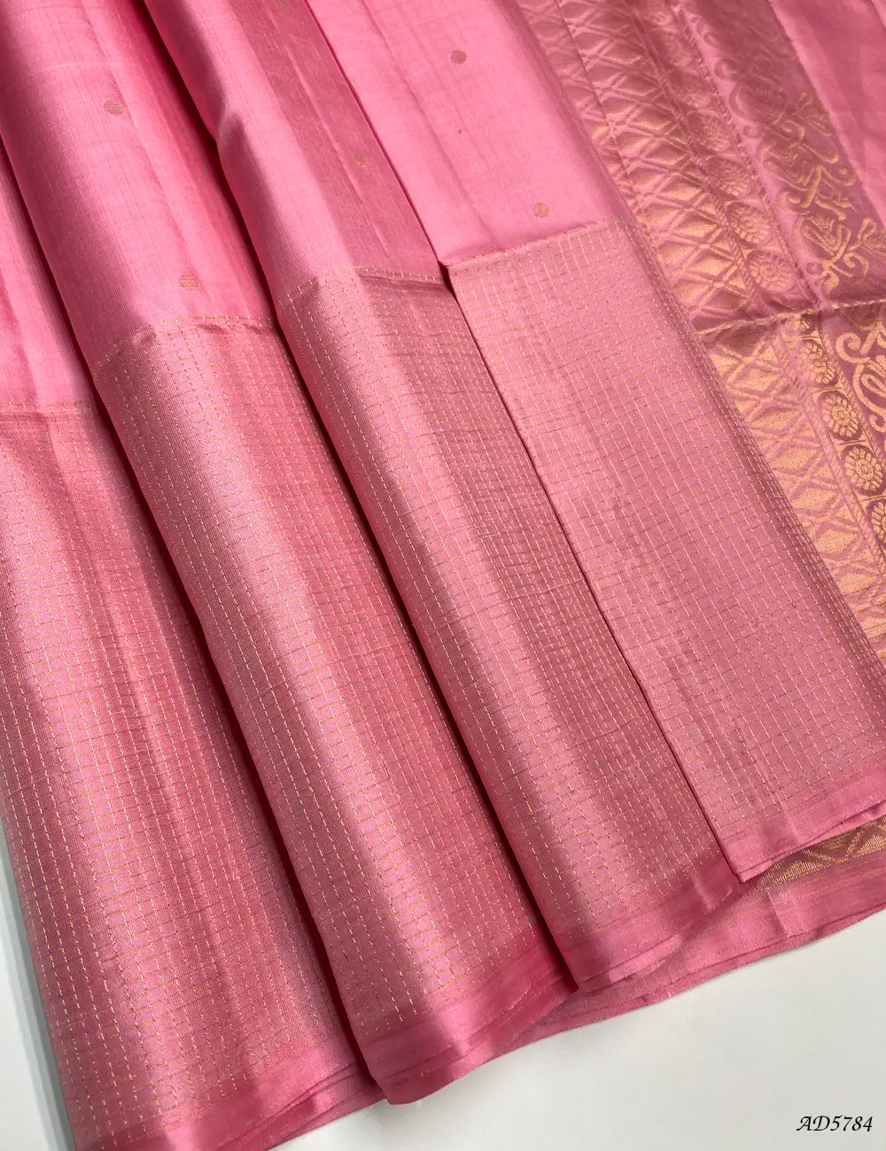 Pink - Fancy Border Soft Silk Saree Front View