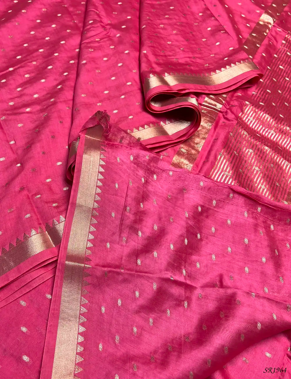 Pink - Mysore Crepe Saree -