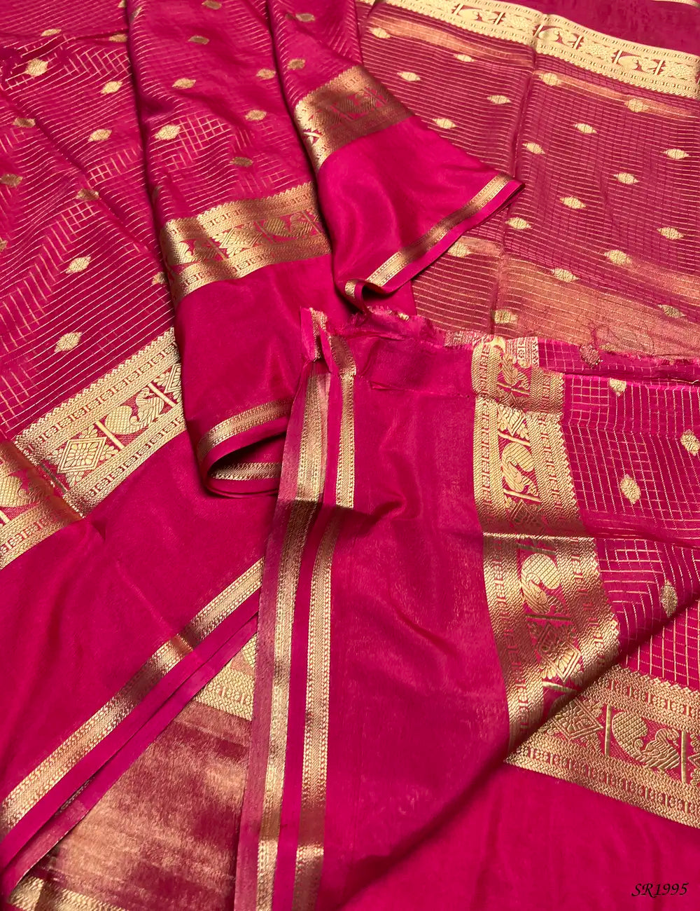 Pink - Mysore Crepe Saree -