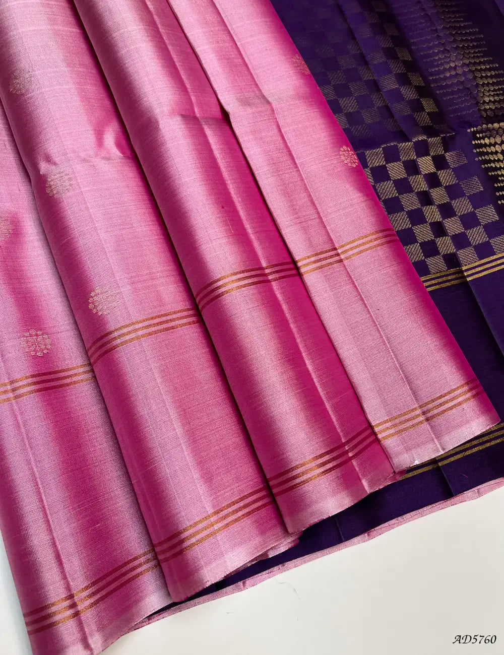 Pink & Purple - Soft Silk Saree Front View