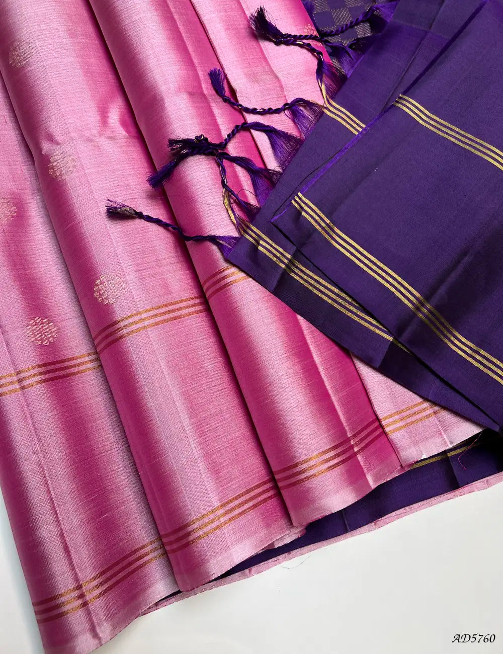 Pink & Purple - Soft Silk Saree Pallu View