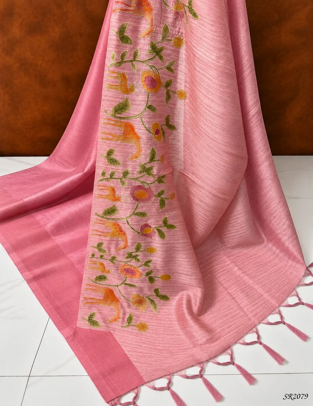 Pink - Silk X Linen Saree -