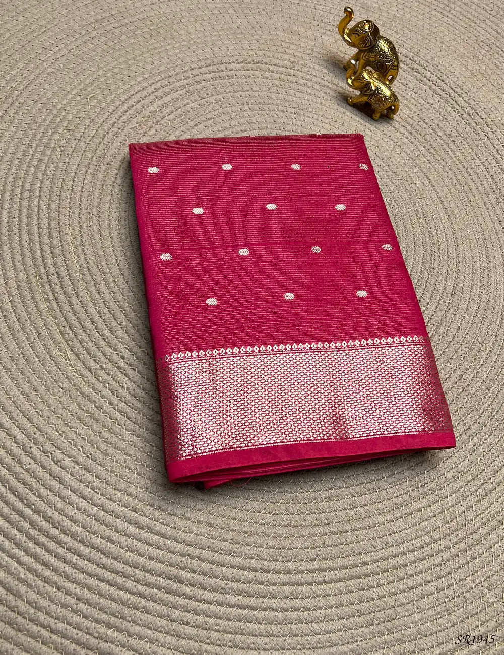 Pink - Viscose Saree Front View
