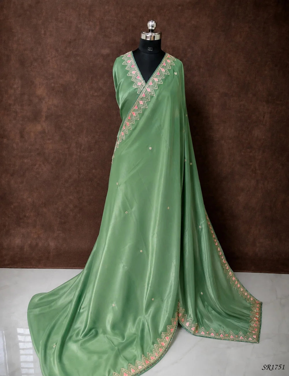 Pista Green - Modal Saree Front View