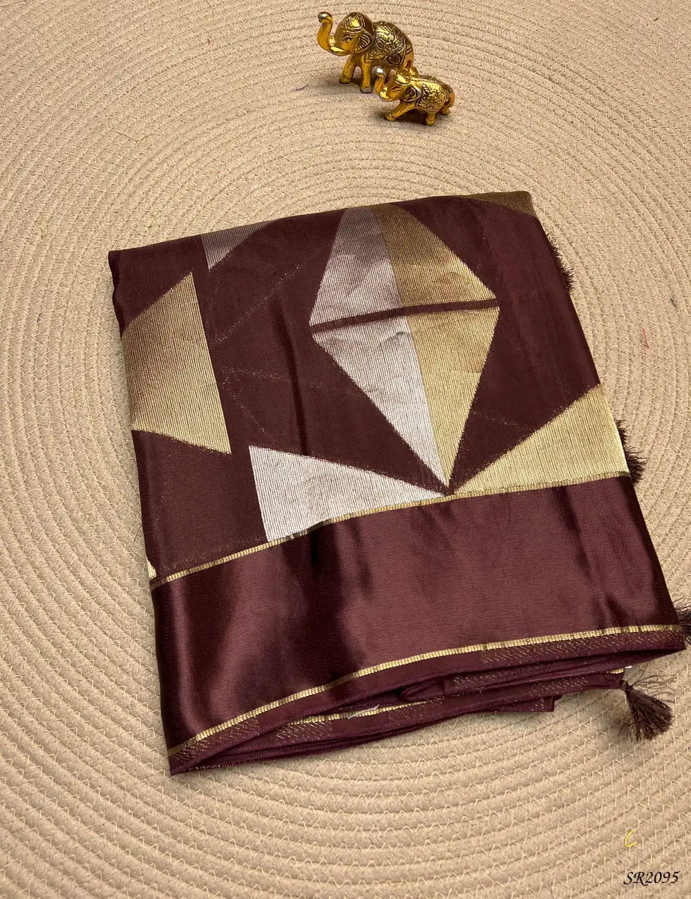 Plum - Satin Silk Saree Front View