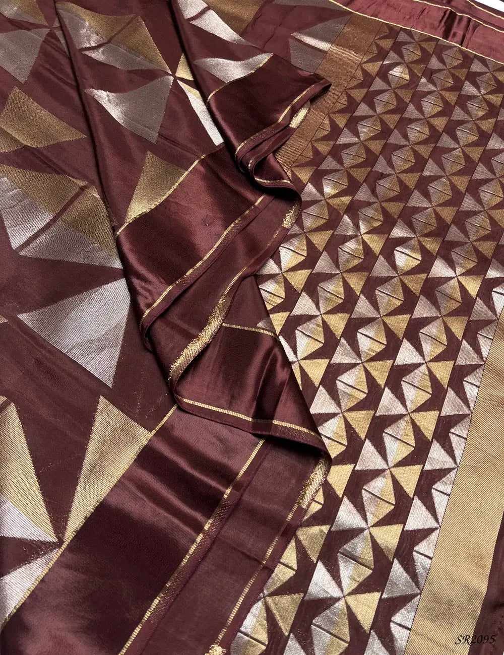 Plum - Satin Silk Saree Pallu View