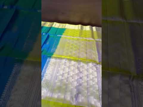 Peacocok Blue & Dual Tone Yellow - Kanchi Border Soft Silk Saree