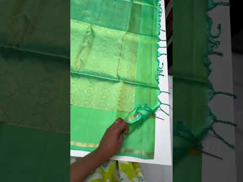 Lime Green & Seafoam Green - Bentex Soft Silk Saree