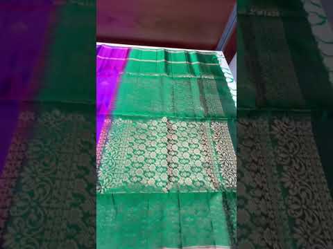 Purple & Green - Soft Silk Saree