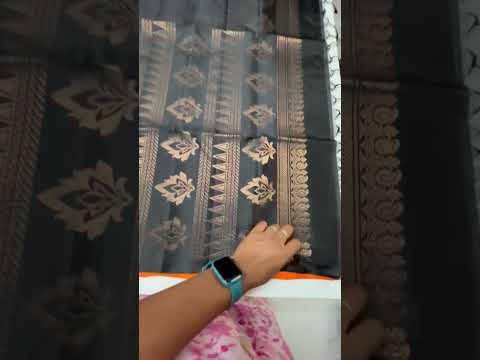Orange & Black - Checkered Soft Silk Saree