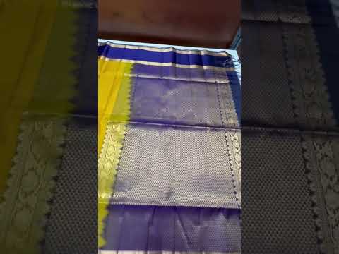 Mango Yellow & Ink Blue - Checkerd Retta Pet Soft Silk Saree