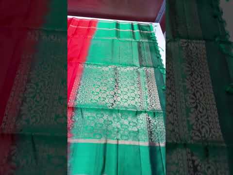 Orange & Green - Soft Silk Saree