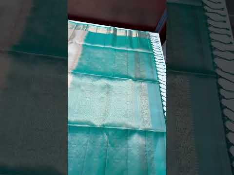 Cream & Ice Blue - Kanchi Border Soft Silk Saree