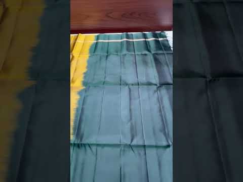 Fenugreek & Dark Green - Contrast Plain Soft Silk Saree