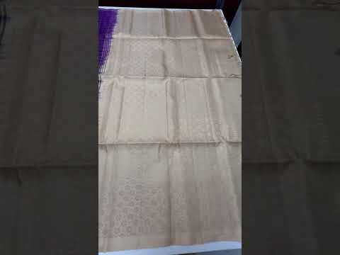 Purple & Half White - Checkerd Soft Silk Saree
