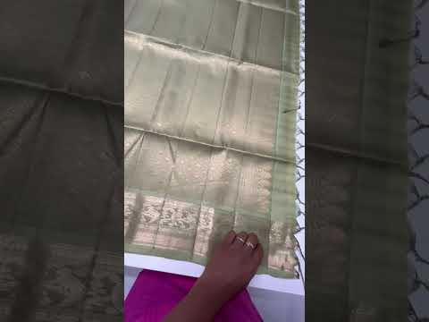 Purple & Ellachi Green - Checkerd X Kanchi Border Soft Silk Saree