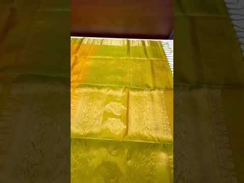Yellow & Lime Green - Kanchi Border Soft Silk Saree