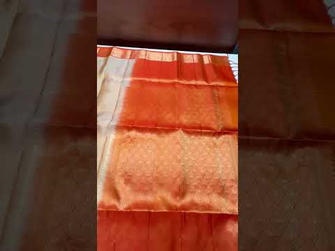 Deep Peach & Orange - Kanchi Border Soft Silk Saree