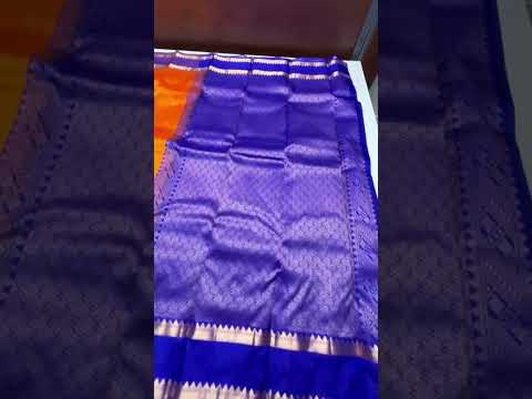 Orange & Purple - Retta Pet Border Soft Silk Saree