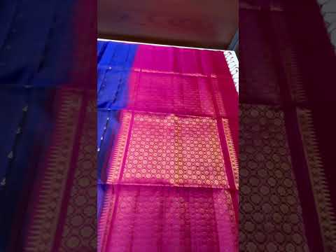 Ink Blue & Rani Pink - Checkerd Soft Silk Saree