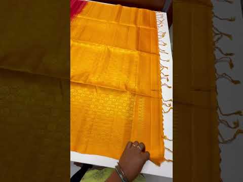 Red & Mango Yellow - Checkerd Soft Silk Saree