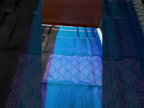 Black & Peacock Blue - Kolam Soft Silk Saree
