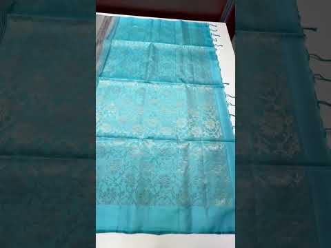 Grey & Sky Blue - Checkerd Soft Silk Saree