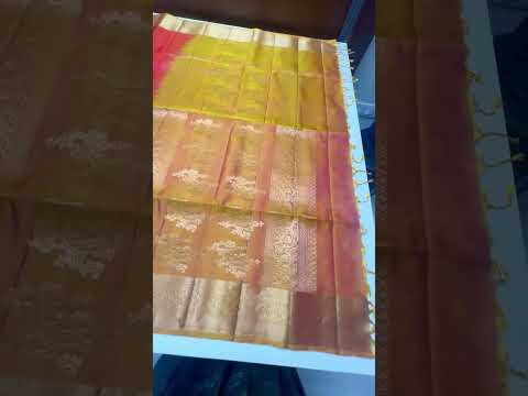 Orangish Pink & Yellow - Kanchi Border Soft Silk Saree