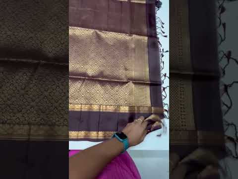 Dual Tone Green & Coffee Brown - Checkerd Retta Pet Border Soft Silk Saree