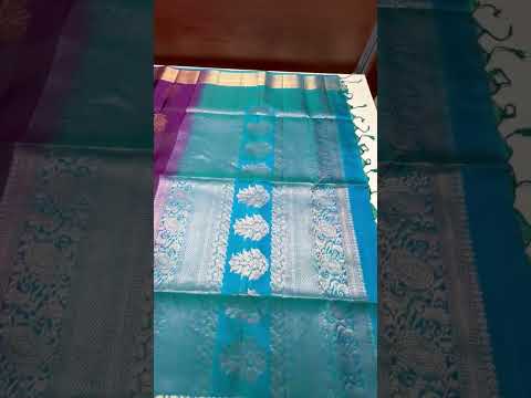 Purple & Peacock Blue - Kanchi Border Soft Silk Saree