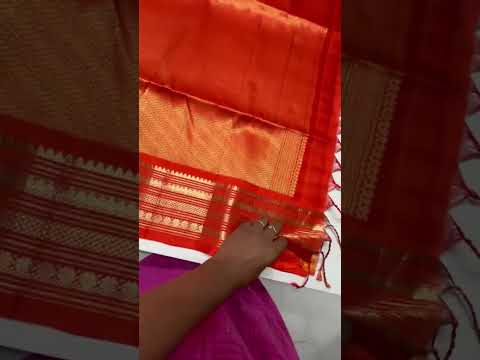 Purple & Fanta Orange - Checkerd X Kanchi Border Soft Silk Saree