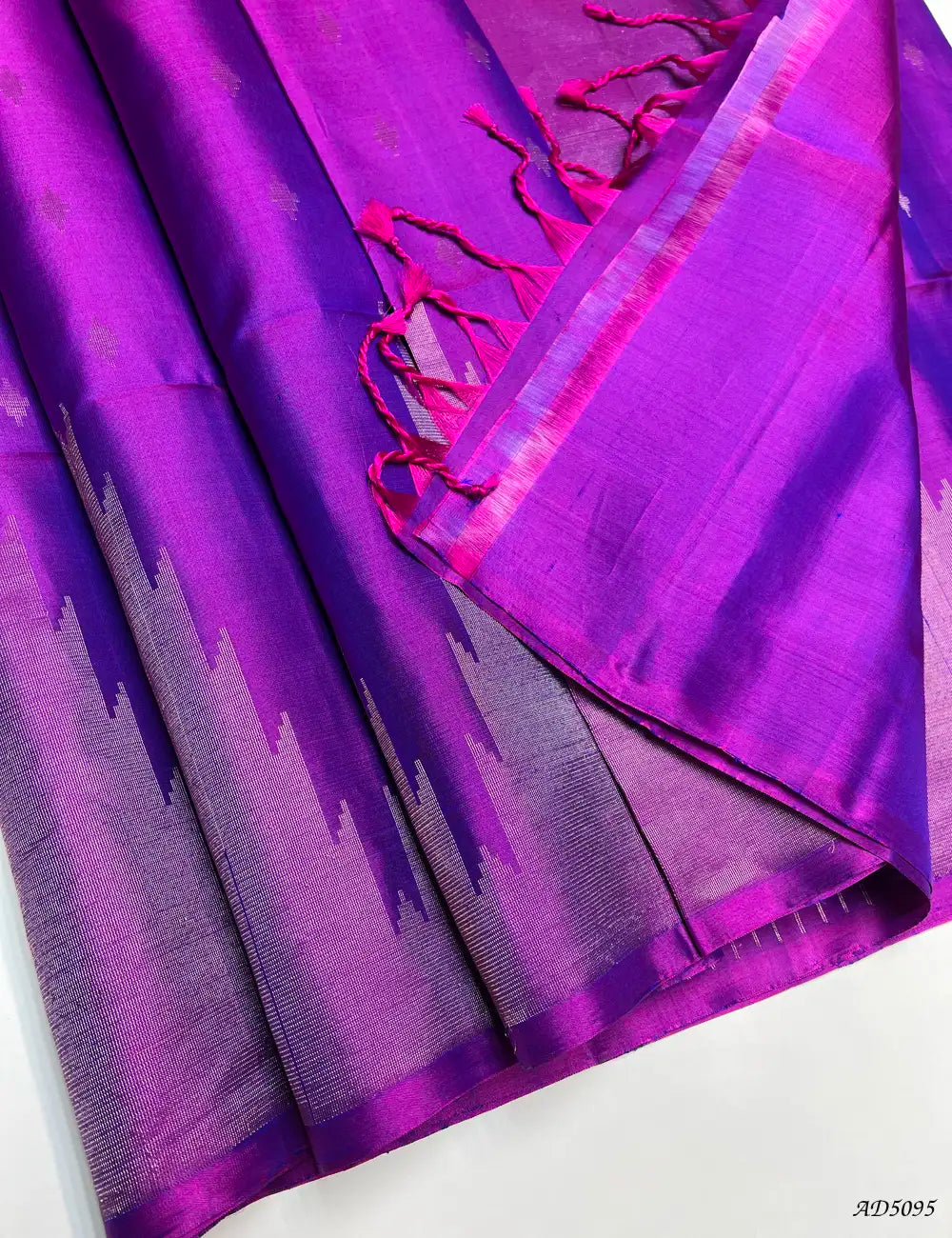 Purple - Fancy Border Soft Silk Saree Front View