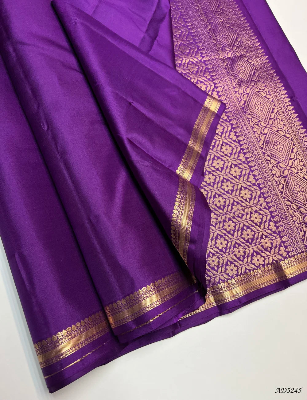 Purple - Kanchi Border Soft Silk Saree Front View