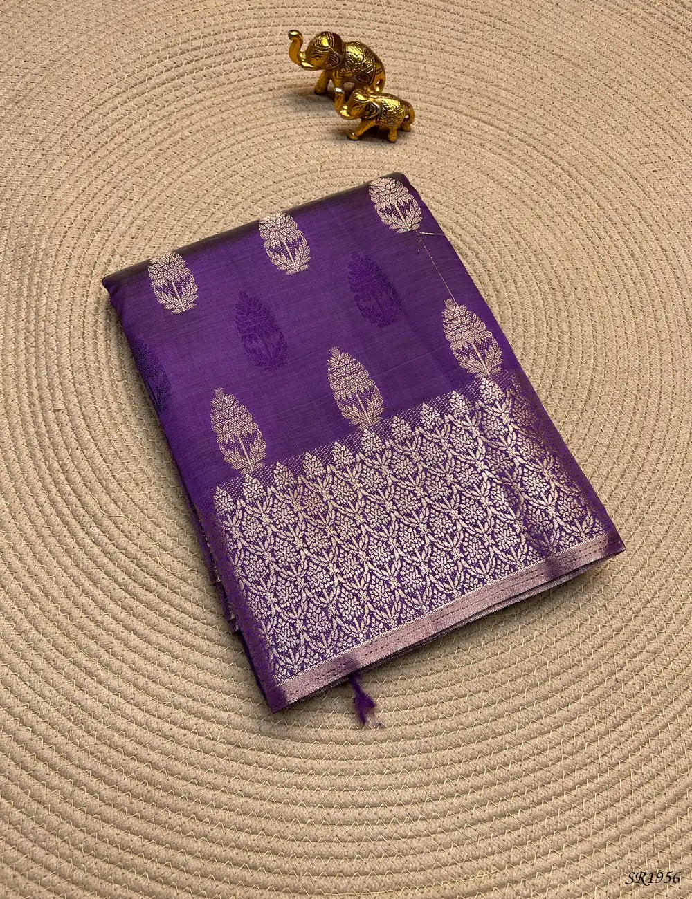 Purple - Semi Tussar Saree Front View