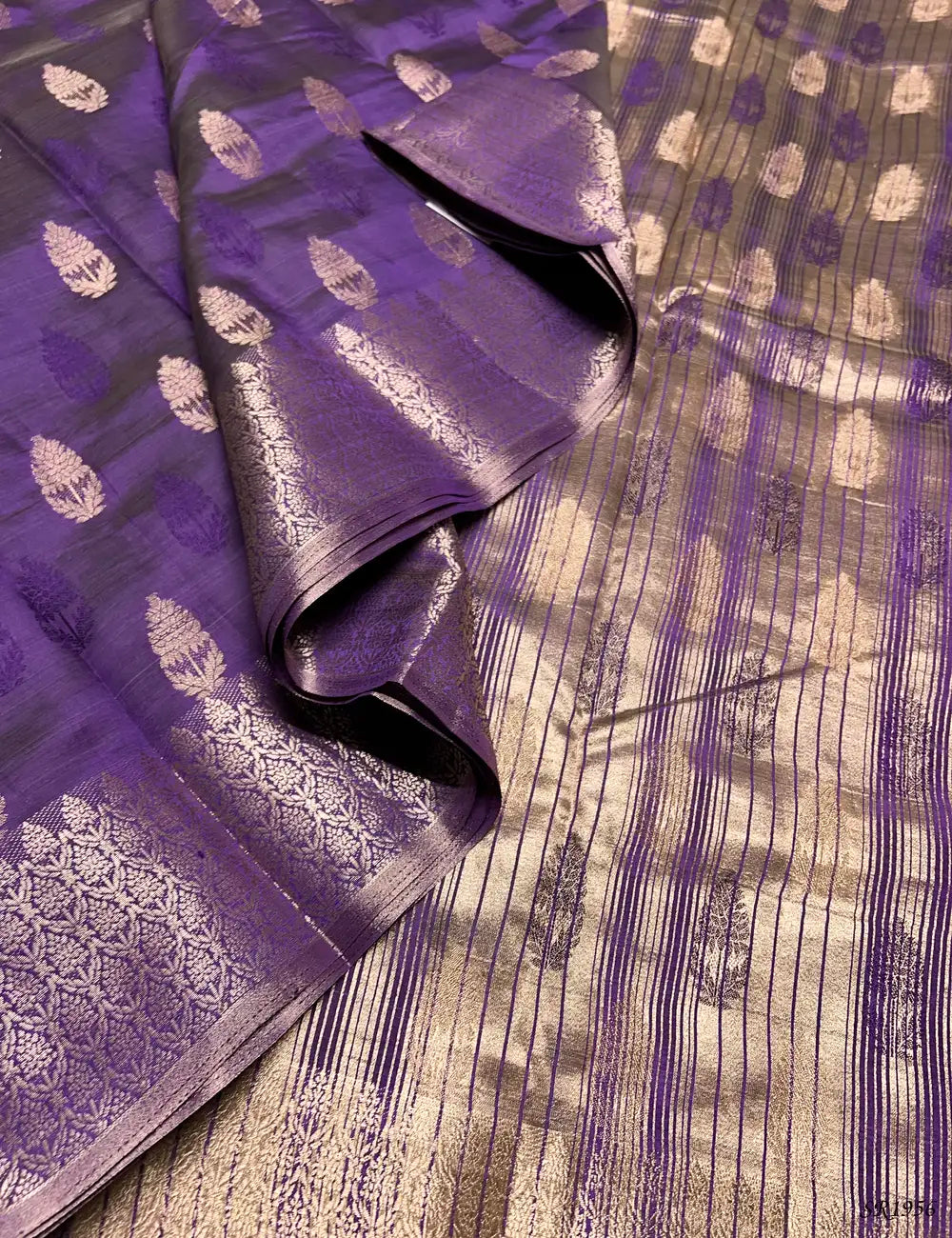 Purple - Semi Tussar Saree Pallu View