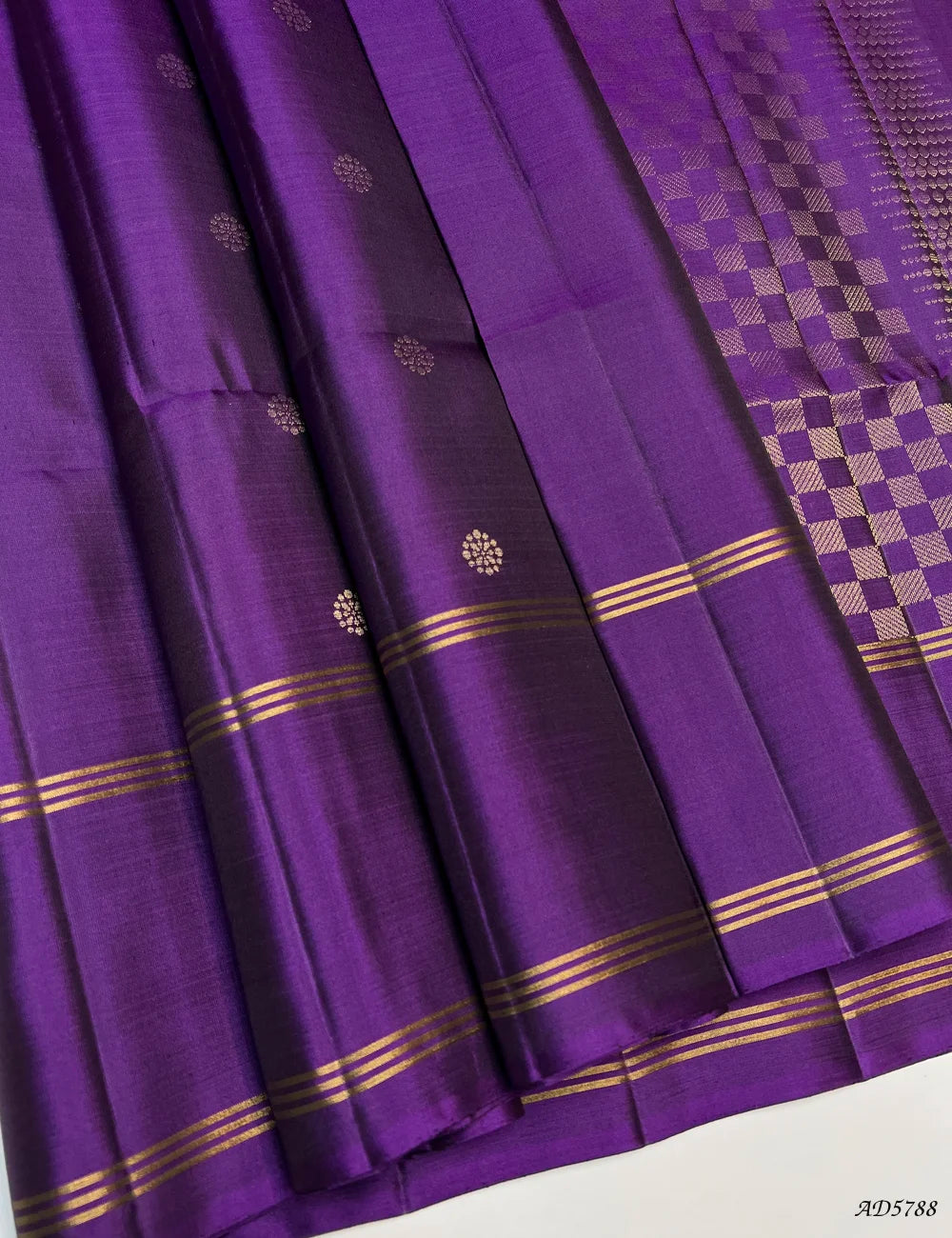 Purple - Soft Silk Saree Front View